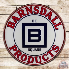 Barnsdall Products Gasoline "Be Square" 48" Double Sided Porcelain Sign w/ Ring