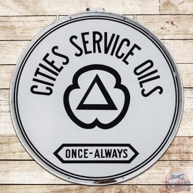 Nice Cities Service Oils "Once Always" 48" Double Sided Porcelain Logo Sign w/ Ring