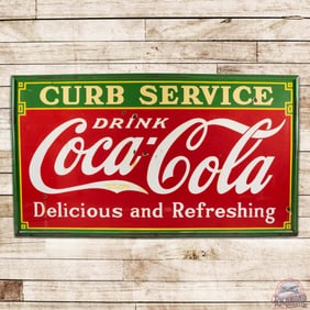1933 Drink Coca-Cola Curb Service "Delicious and Refreshing" 8' Single Sided Porcelain Sign