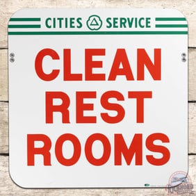 Outstanding Cities Service Clean Rest Rooms Double Sided Porcelain Sign w/ Logo