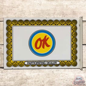 Chevrolet OK Participating Dealer Double Sided Tin Flange Sign w/ Logo