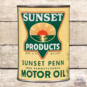 Scarce Sunset Penn Motor Oil 1 Quart Metal Can w/ Logo California