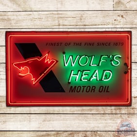 1974 Wolf's Head Motor Oil Neon Sign
