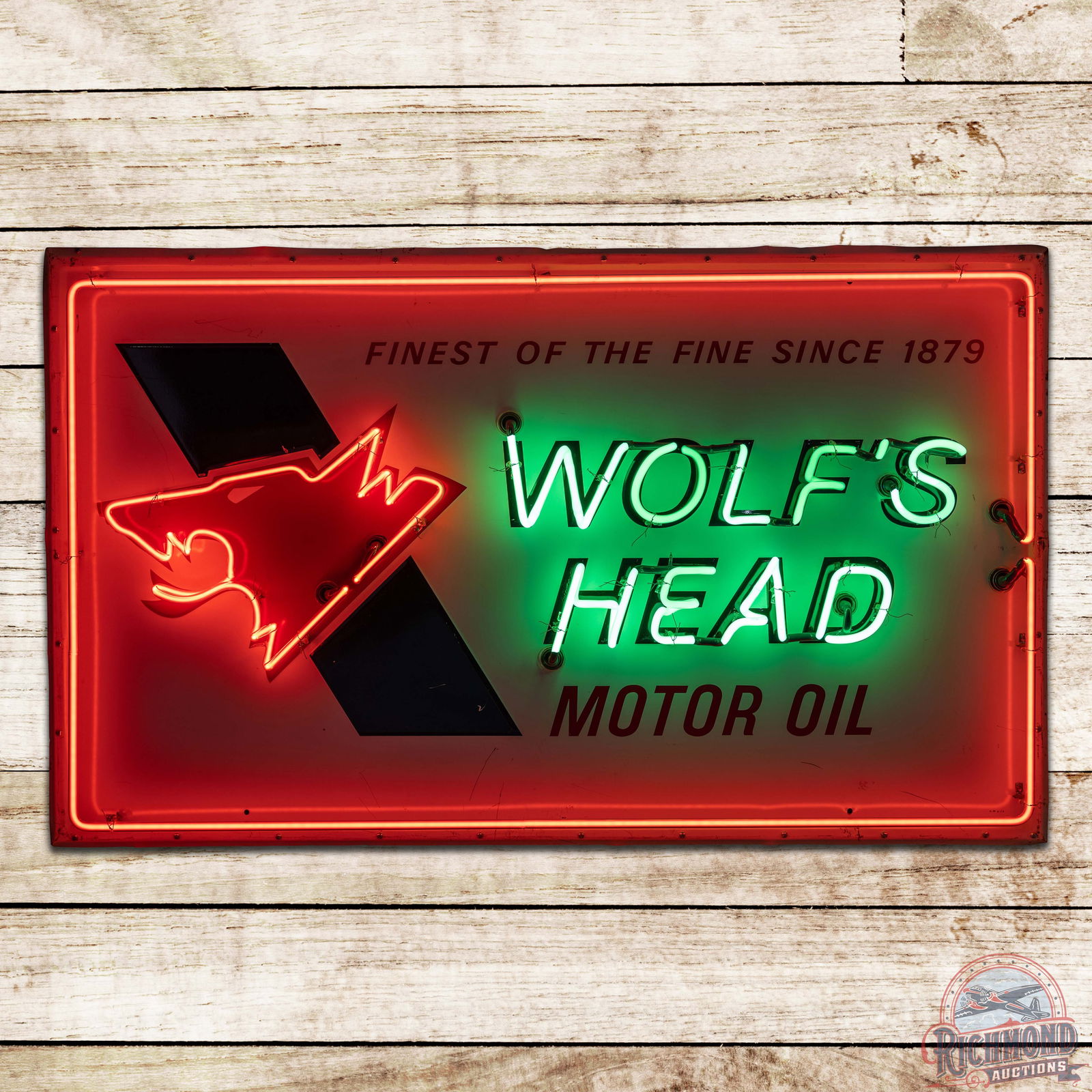 1974 Wolf's Head Motor Oil Neon Sign (1 of 4)