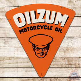 NOS 1965 Oilzum Motorcycle Oil Double Sided Tin Sign w/ Oswald