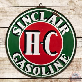 Sinclair H-C Gasoline 6' Double Sided Porcelain Sign w/ Ring