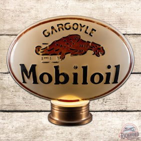 Mobiloil OPC Milk Glass Cabinet Globe w/ Gargoyle