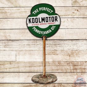 Cities Service Koolmotor The Perfect Pennsylvania Oil Die Cut Double Sided Porcelain Curb Sign