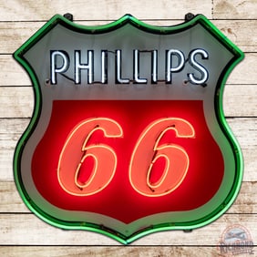 Phillips 66 Gasoline Service Station 4' Single Sided Porcelain Neon Sign