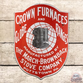 Excellent Crown Furnaces and Globe Ranges Curved Single Sided Porcelain Sign Pottstown PA