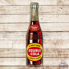 NOS Double Cola "A Great Drink" 48" Die Cut Single Sided Tin Bottle Sign