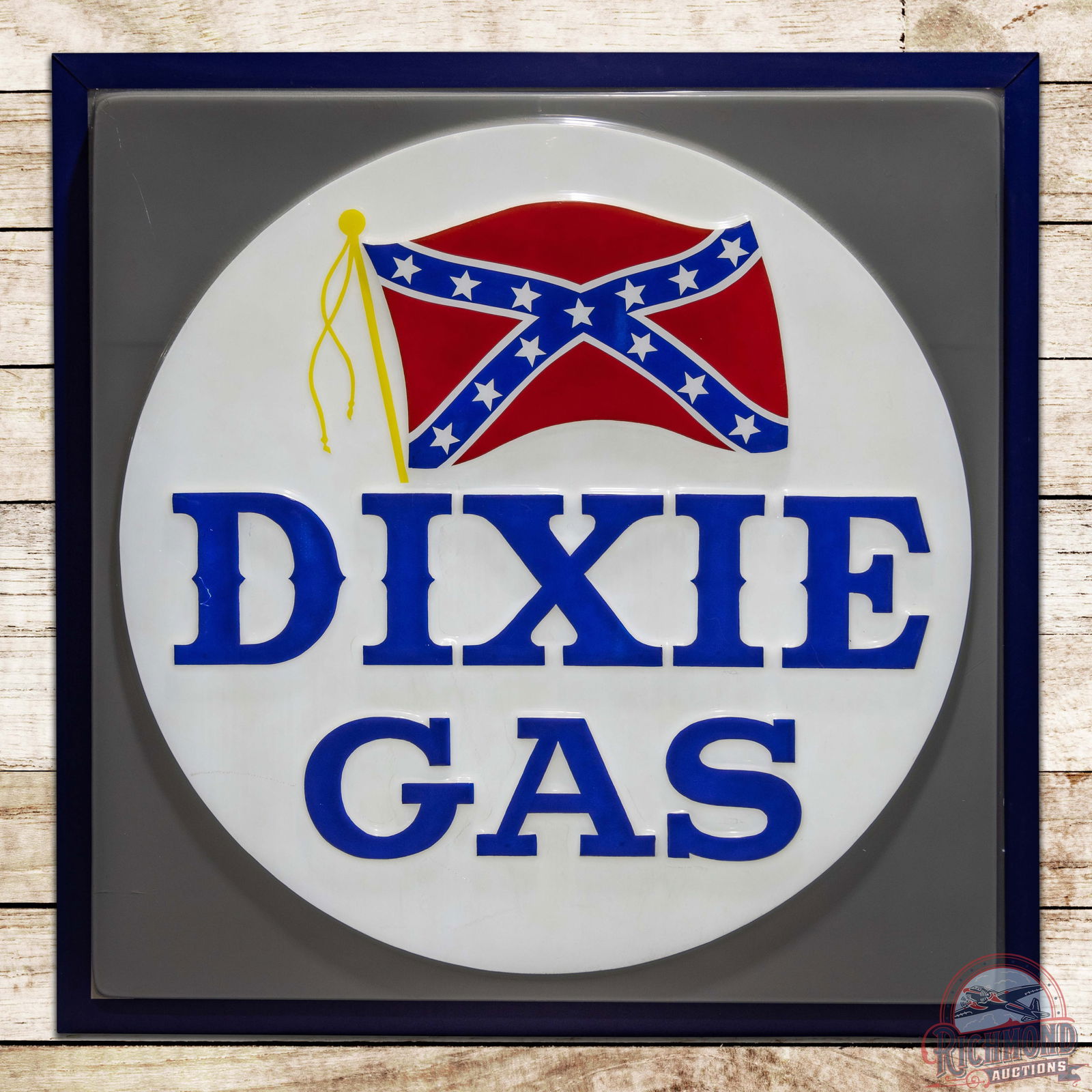 Dixie Gas 6' Emb. Lighted Sign w/ Flag Logo (1 of 4)