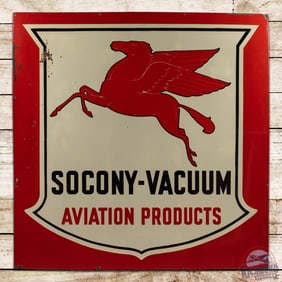 Mobil Socony-Vacuum Aviation Products 6' Single Sided Porcelain Sign w/ Pegasus
