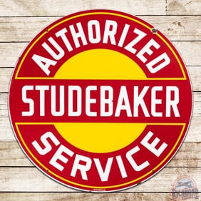 Outstanding Studebaker Authorized Service 42" Double Sided Porcelain Sign