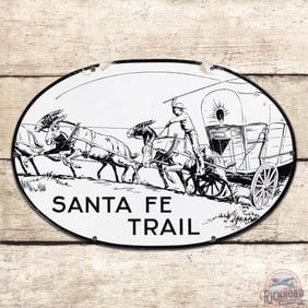 Santa Fe Trail 24" Single Sided Porcelain Sign w/ Conestoga Wagon