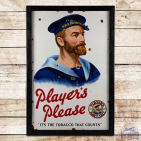Players Navy Cut "It's The Tobacco That Counts" Single Sided Porcelain Sign w/ Sailor