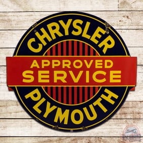 Excellent Chrysler Plymouth Approved Service 42" Die Cut Double Sided Porcelain Sign