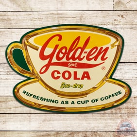 Sundrop Golden Girl Cola Die Cut Emb. Single Sided Tin Coffee Cup Sign