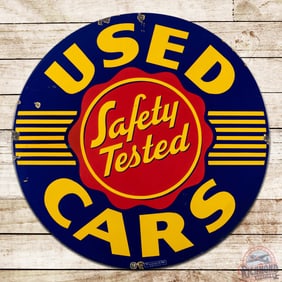 Oldsmobile Safety Tested Used Cars 36" Single Sided Porcelain Sign