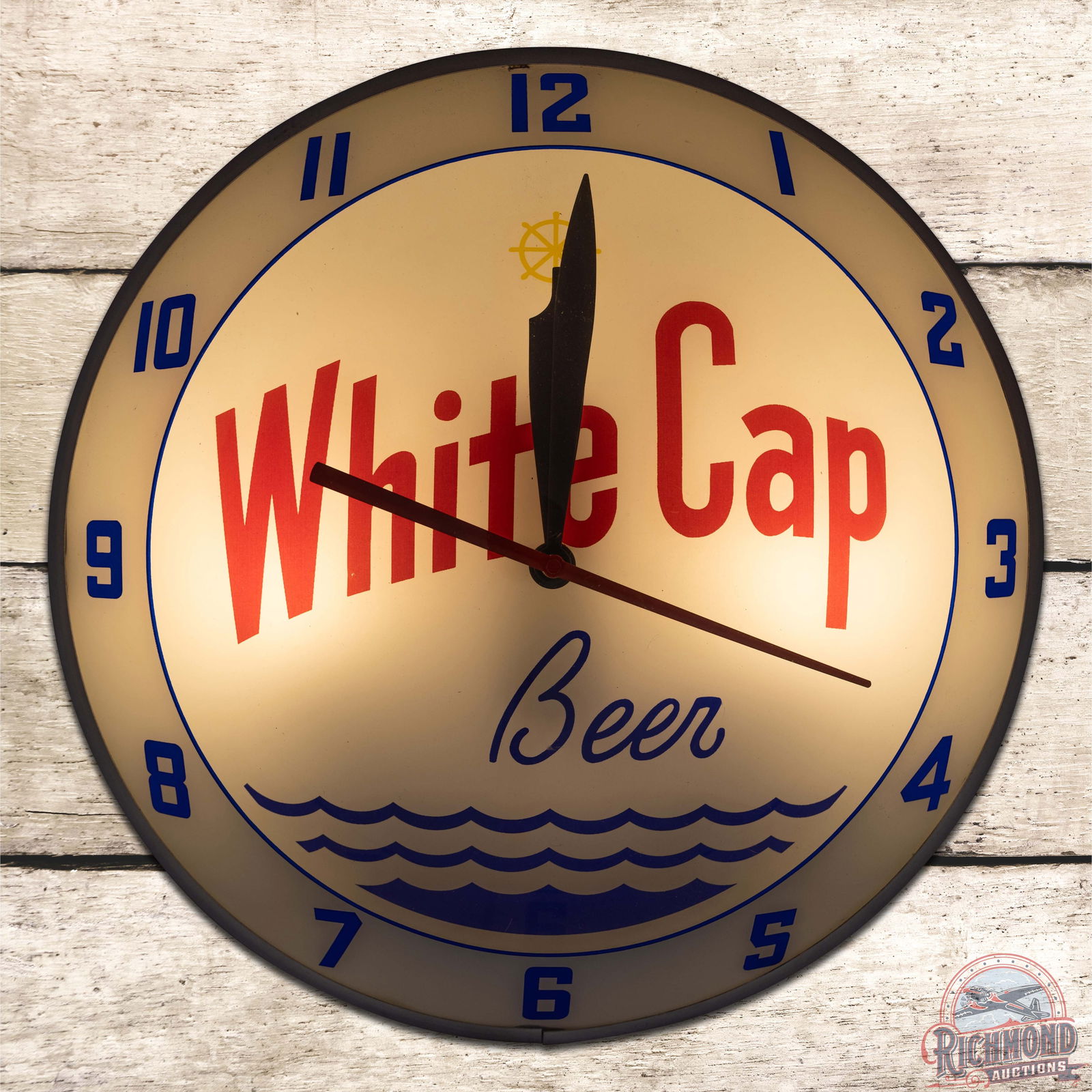 White Cap Beer 15" Double Bubble Advertising Clock (1 of 4)