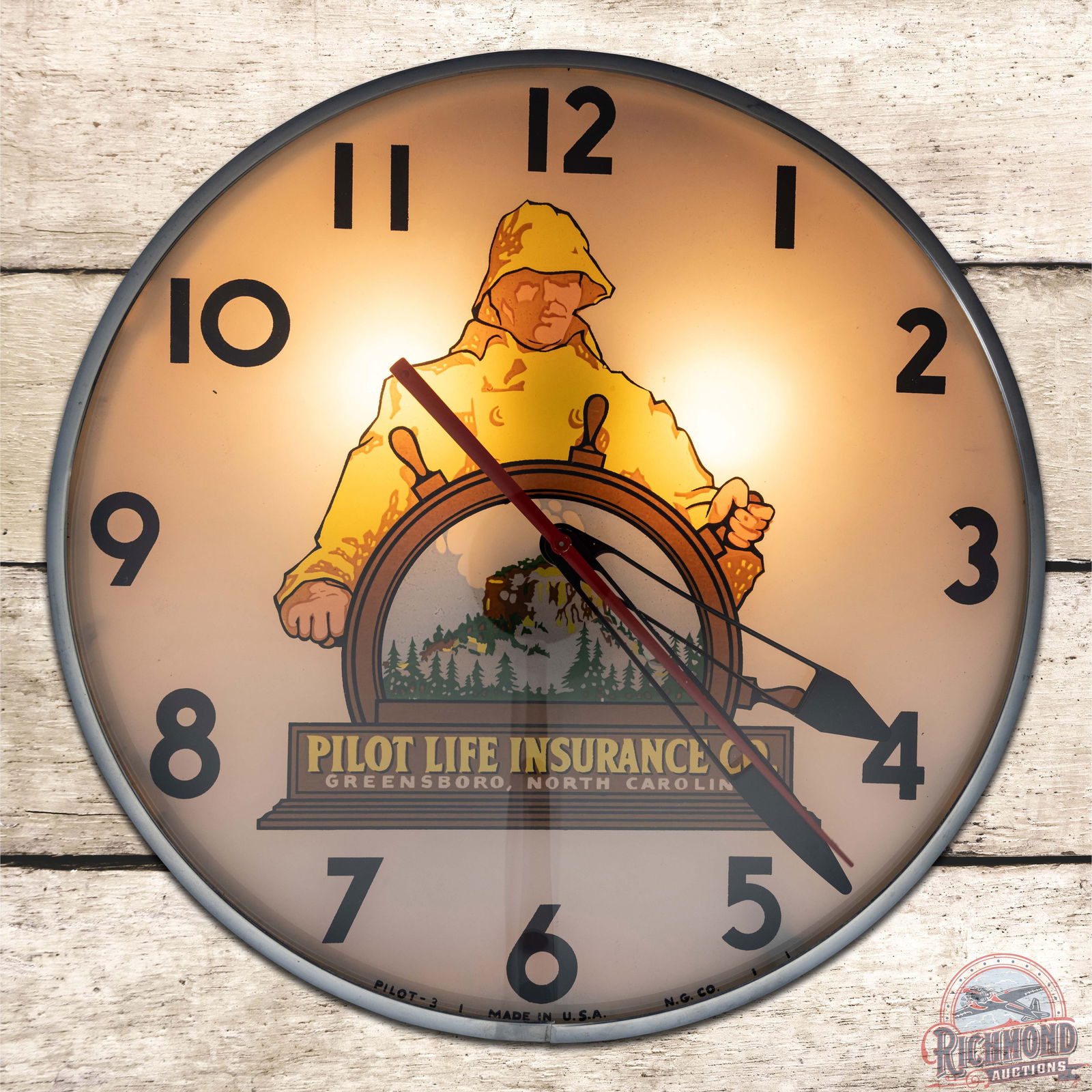 Pilot Life Insurance 15" Advertising Clock Greensboro NC (1 of 4)