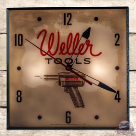 1960 Weller Tools Pam 15" Lighted Advertising Clock w/ Soldering Gun