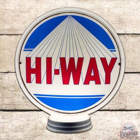 Hi-Way Gasoline 13.5" Milk Glass Body Gas Pump Globe Complete