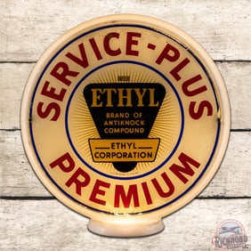 Service Plus Premium Gasoline 13.5" Milk Glass Gas Pump Globe Complete