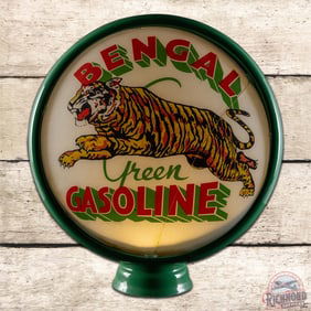 Rare Bengal Green Gasoline 15" Lenses Complete Gas Pump Globe