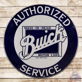 Excellent Buick Motor Cars Authorized Service "Valve in Head" 42" Single Sided Porcelain Sign