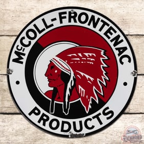 Rare McColl Frontenac Products Red Indian 15" Single Sided Porcelain Sign