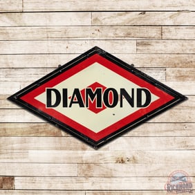 Diamond DX Gasoline Double Sided Porcelain Sign w/ Frame