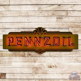 Rare Pennzoil Gasoline 9' Double Sided Porcelain Die Cut Neon Sign