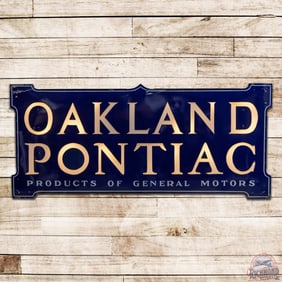 Oakland Pontiac Products of General Motors 8' Die Cut Single Sided Porcelain Milk Glass Sign