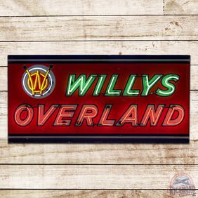 Willys Overland Single Sided Porcelain Neon Sign w/ Logo