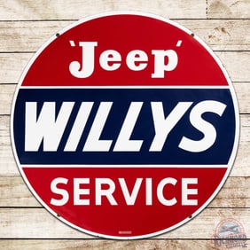 Impressive NOS Jeep Willys Service 42" Double Sided Porcelain Sign