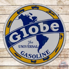 Globe The Universal Gasoline 42" Double Sided Porcelain Sign