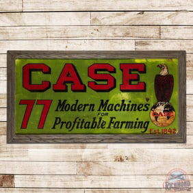 Case 77 Modern Machines for Profitable Farming Single Sided Tin Smaltz Sign w/ Old Abe