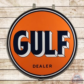 Amazing Gulf Dealer 66" Double Sided Porcelain ID Sign w/ Ring