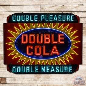 Rare Double Cola "Double Pleasure Double Measure" 8' Die Cut Single Sided Tin Neon Sign