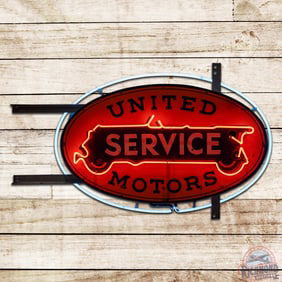 Superb United Motors Service 3' Double Sided Porcelain Neon Sign