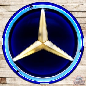 Mercedes Benz 7' Single Sided Tin Lighted Neon Logo Sign