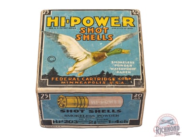 Federal Cartridge Hi-Power Shot Shells 20 GA Two Piece Black & Blue Box