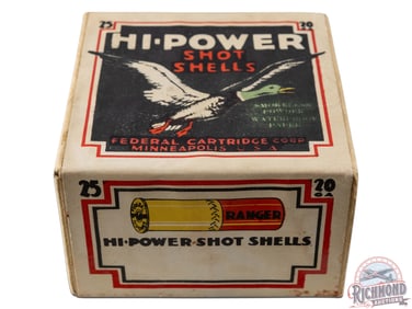NOS Label Federal Cartridge Hi-Power Shot Shells 20 GA On Two Piece Box