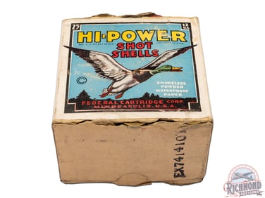 Full Box Federal Cartridge Hi-Power Shot Shells 12 GA Magnum Two Piece Black & Light Blue Box