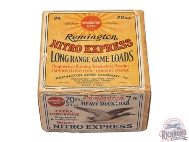 Remington UMC Nitro Express Heavy Duck Load Shot Shells 20 GA Box with Mallard Duck Two Piece