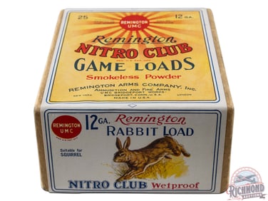 NOS Label Remington UMC Nitro Club Rabbit Load Shot Shells 12 GA on Two Piece Box