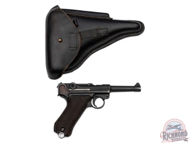 1918 German Erfurt Arsenal P08 9mm Luger Semi-Auto Pistol with Holster