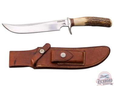 Randall Made Model 4 Big Game Skinner 7" Knife with Stag Handle & Leather Sheath