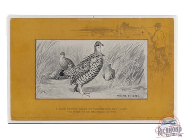 Dupont Smokeless Gun Powder Lithograph Advertising Poster "Prairie Chicken"